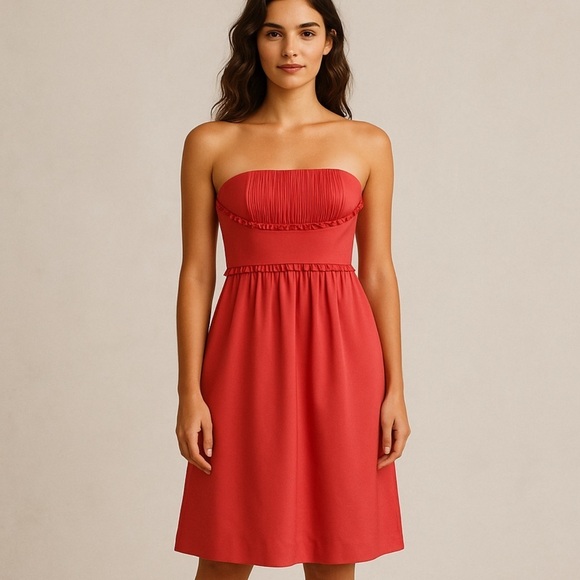 BCBGMaxAzria Dresses & Skirts - BCBG Dark Pink Watermelon Sateen Pleated Strapless Cocktail Dress NWT